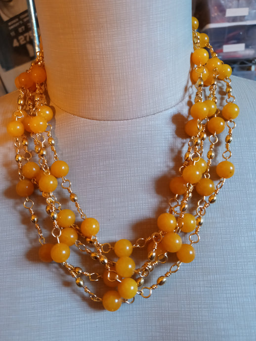 Orange Jade and Gold necklace