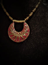 Load image into Gallery viewer, Blue and Brass Medallion Necklace