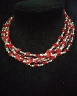 Red/Silver Glass bead Necklace