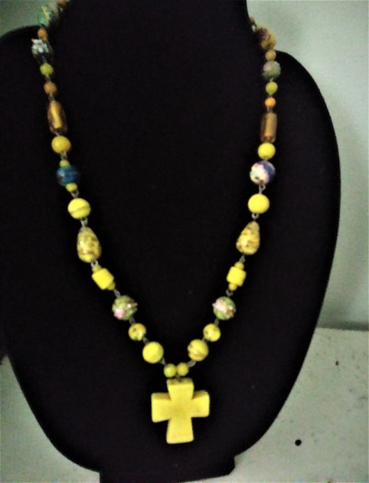 Yellow Glass, English Howlite Vector Cross