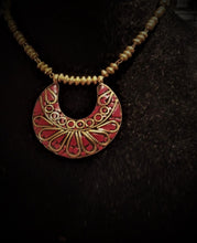 Load image into Gallery viewer, Red/Brass Medallion Necklace